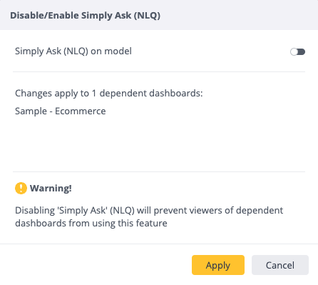 Disable Simply Ask for a Data Model